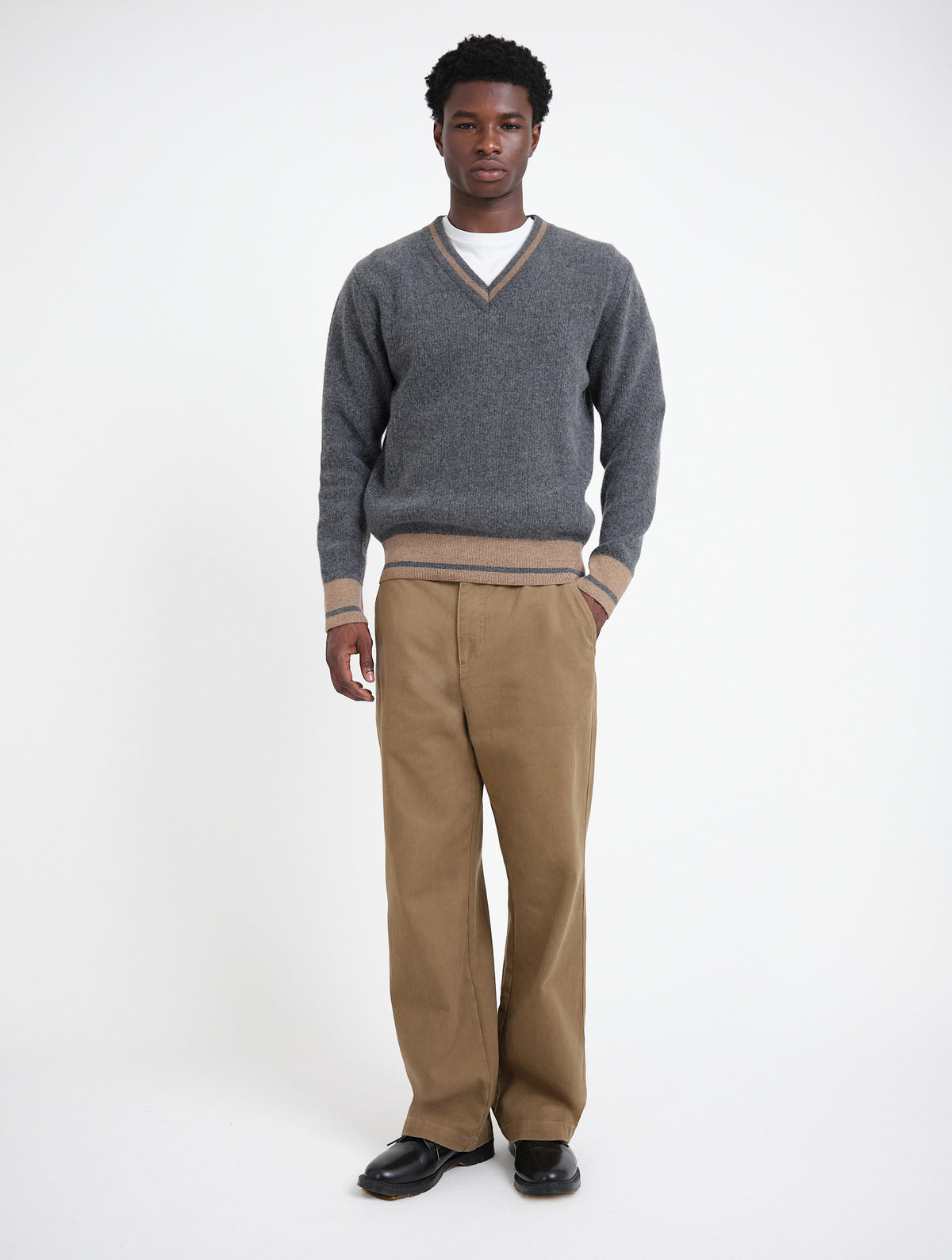 Hawes V Neck Jumper Colvin Charcoal