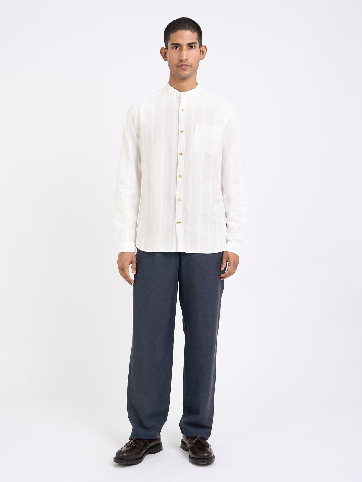 Grandad Shirt Davey White
