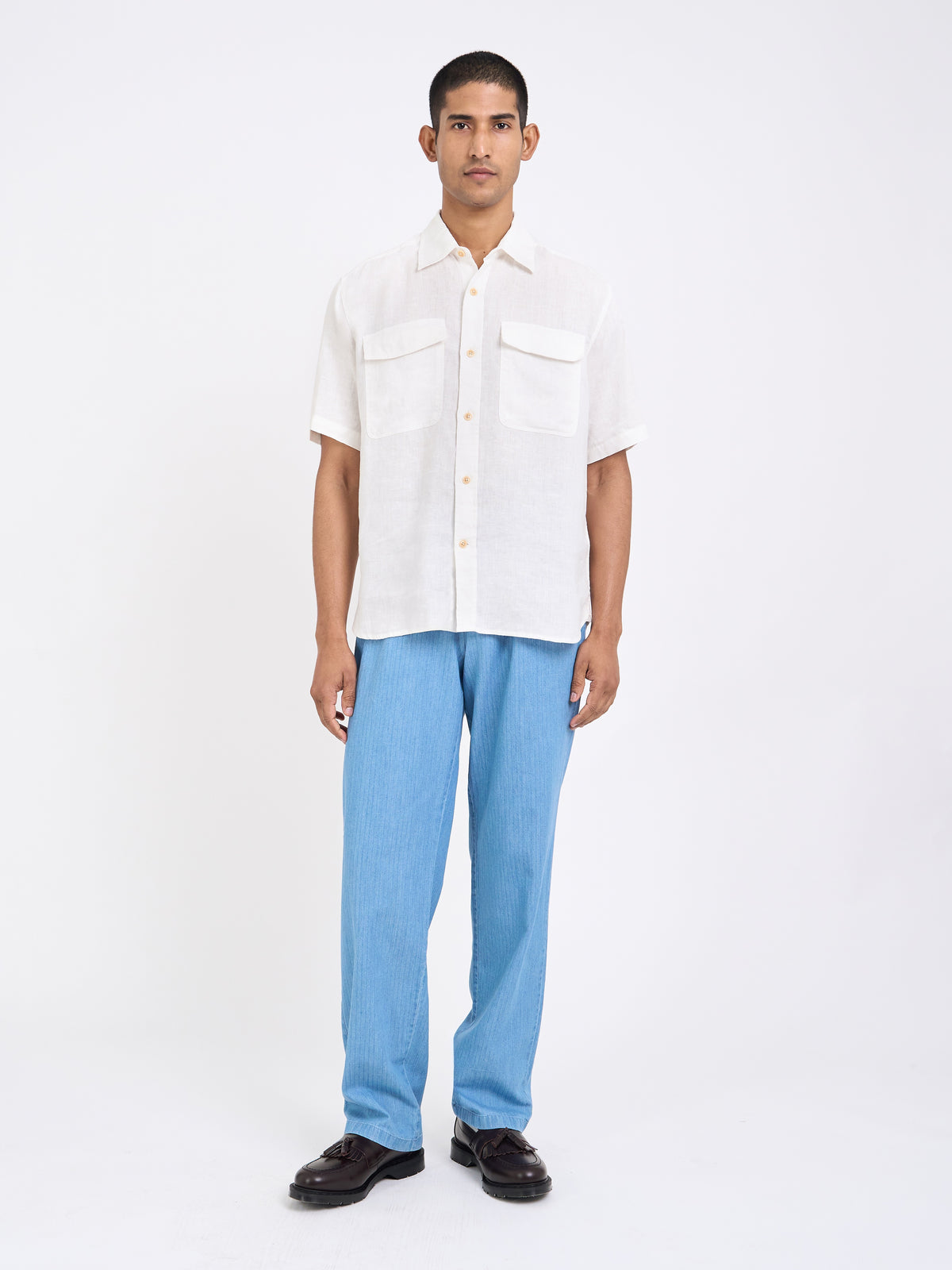 Penryn Short Sleeve Shirt (Loose Fit) Perkins White